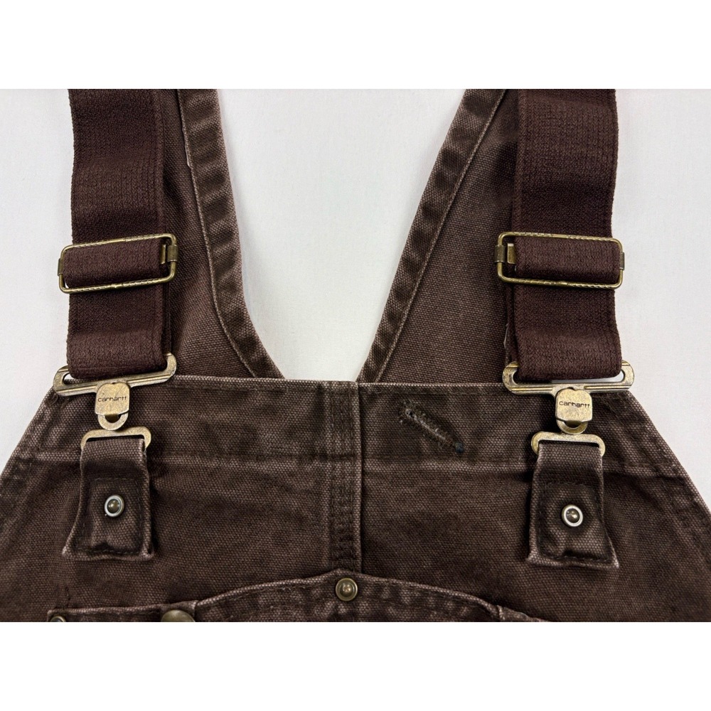 Carhartt R27 CHT Choc Brown Insulated Double Knee Leg Zip Bibs. Men's 40x32 - Picture 3 of 16